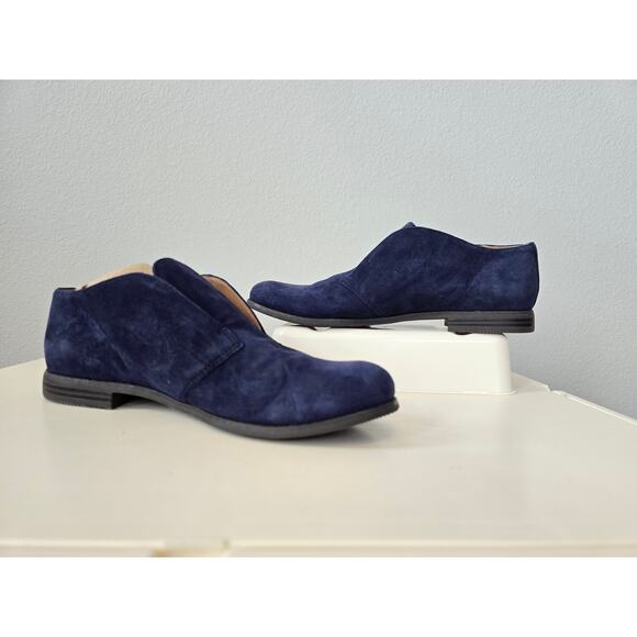 Franco Sarto Navy Suede Slip-On Flats Women's Size 7M Minimalist Chic Leather - Picture 2 of 7